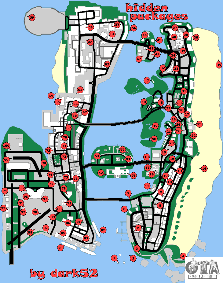 Mapa dos pacotes escondidos em GTA 5