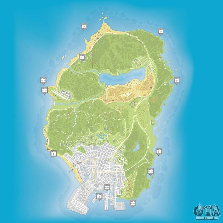 Mapa dos pacotes escondidos em GTA 5