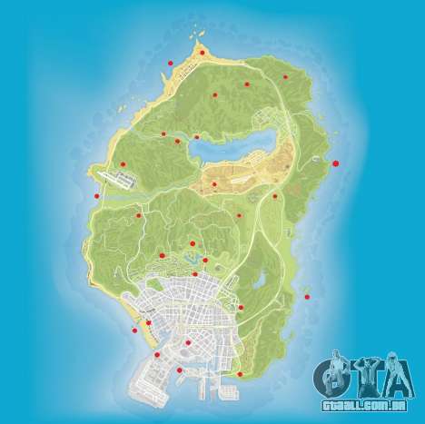 Mapa com a localização de peyotes GTA 5