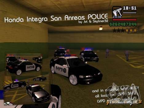 Honda Integra 1996 SA POLICE para GTA San Andreas