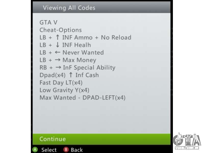 codigos gta 5 xbox 360 dinheiro infinito