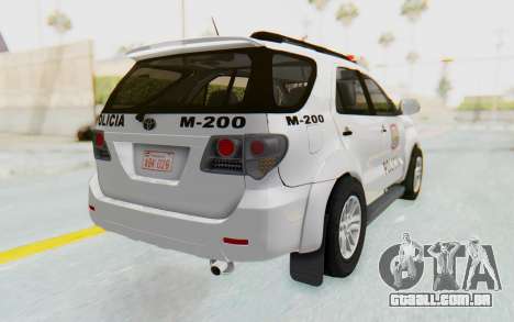 Toyota Fortuner 4WD 2015 Paraguay Police para GTA San Andreas