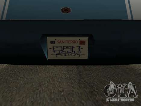 Declasse Sabre GT-Turbo (VehFuncs-Emblemas-Extra para GTA San Andreas