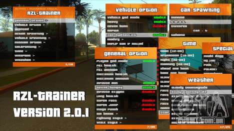 R'-TRAINER V2.0.1 - fraude de menu para GTA San Andreas