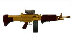 GTA V Combat MG Gold All Attachments Big Mag para GTA San Andreas