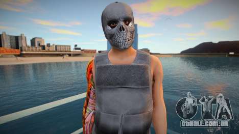 Personagem em uma máscara de crânio de GTA Onlin para GTA San Andreas